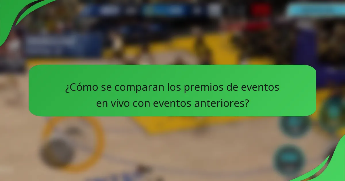 ¿Cómo se comparan los premios de eventos en vivo con eventos anteriores?